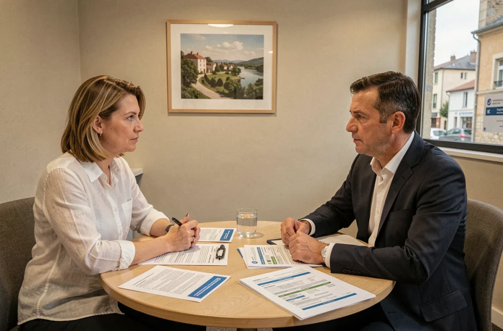 Réunion entre entrepreneurs et conseiller bancaire Crédit Agricole Nord Midi-Pyrénées pour un compte professionnel